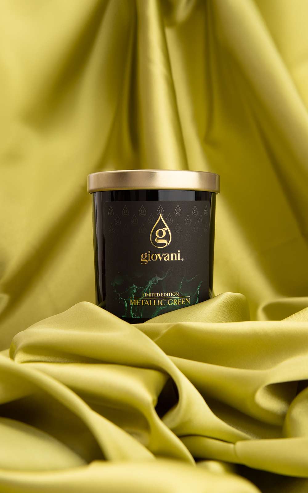 Giovani Świeca zapachowa z drewnianym knotem Metallic Green